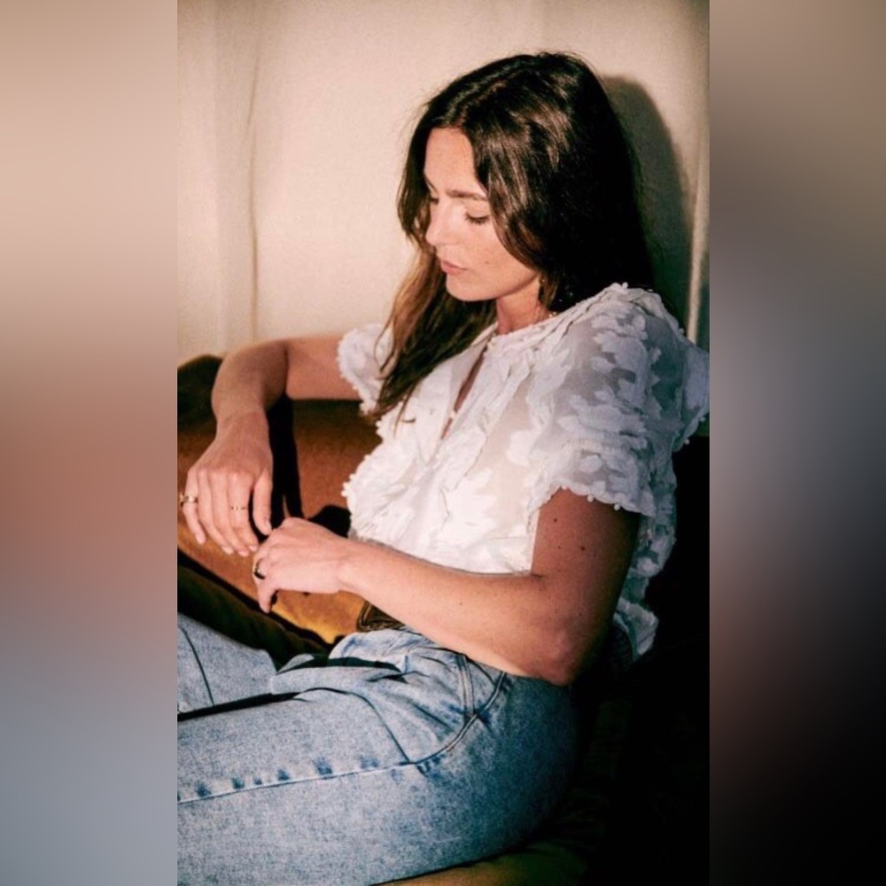 Sezane Paolina Top White Lace Size 40